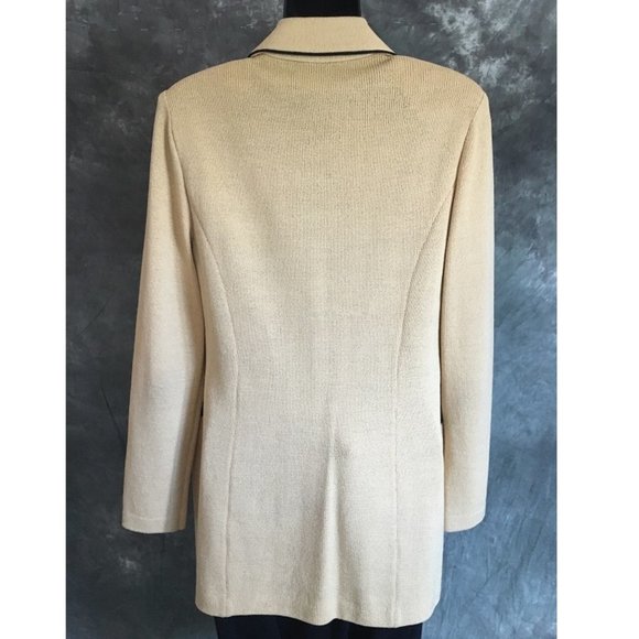 ST JOHN BEIGE KNIT JACKET BLAZER SIZE 4 - Picture 4 of 5
